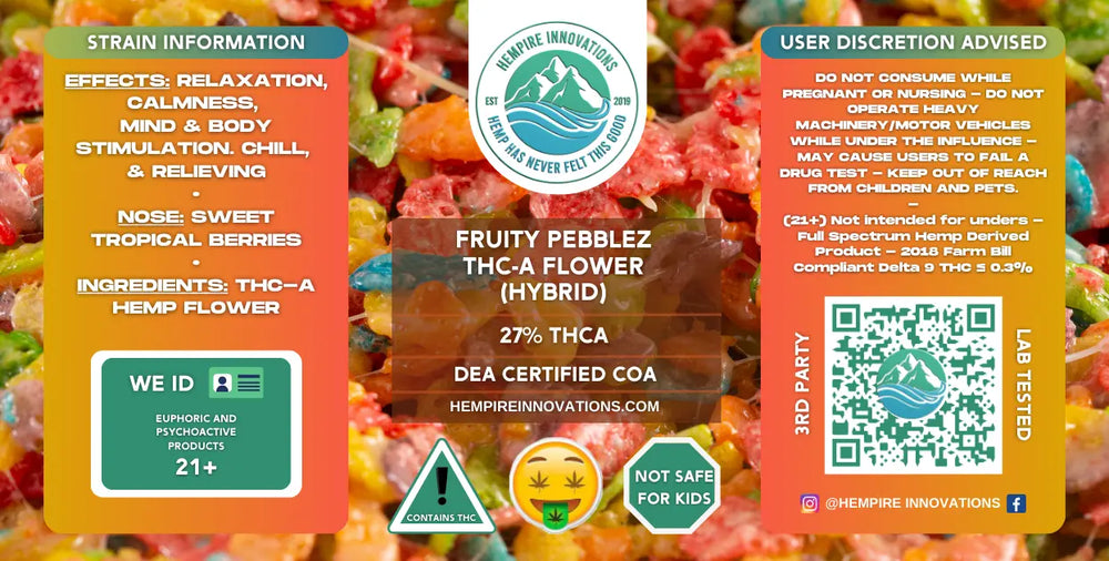 
                  
                    Exotic THCa Flower | Fruity Pebblez - Hybrid THC-A Strain
                  
                