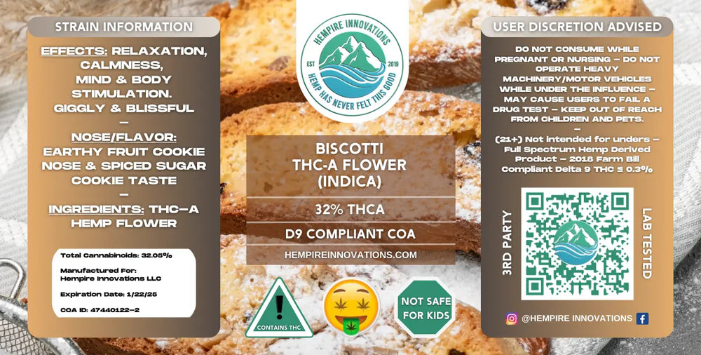 
                  
                    Exotic THCa Flower | Biscotti - Indica THC-A Strain
                  
                