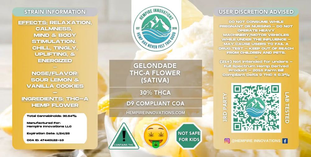 
                  
                    Exotic THCa Flower | Gelonade - Sativa THC-A Strain
                  
                