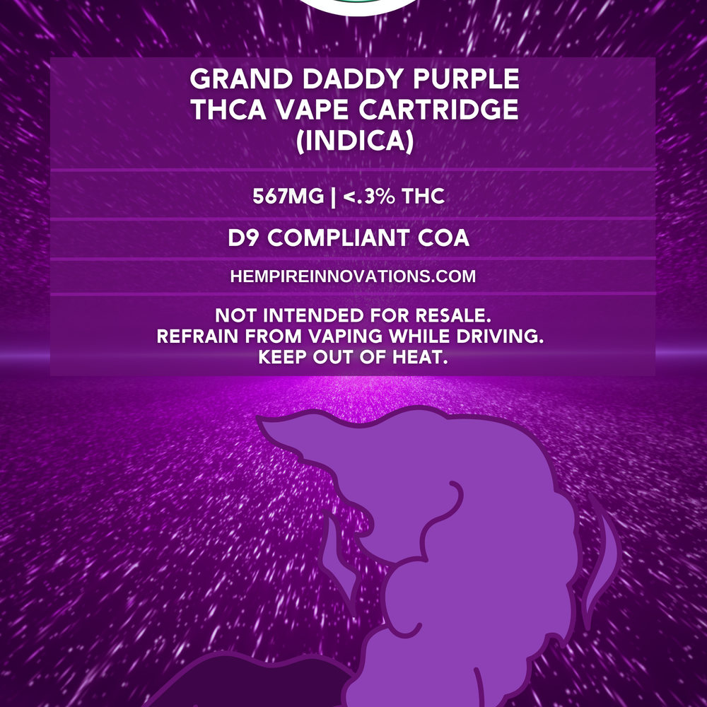 
                  
                    Grandaddy Purple THCa Vape CartCard Front-
                  
                