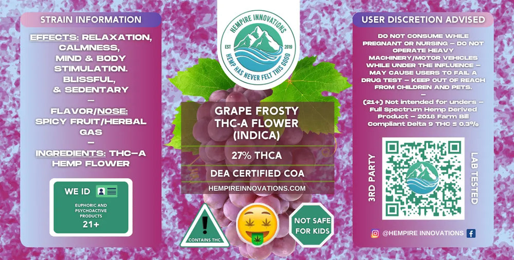 
                  
                    THCa Flower | Grape Frosty - Indica THC-A Strain
                  
                