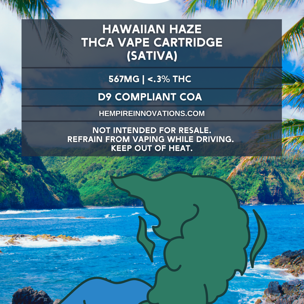 
                  
                    Hawaiian Haze THCa Vape CartCard Front
                  
                