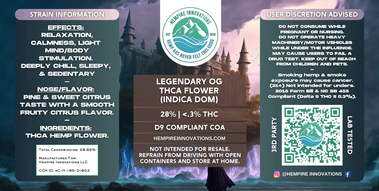 Legendary OG Indica THCa Flower Label | THC-A Delivery Wilmington, NC | Shipping