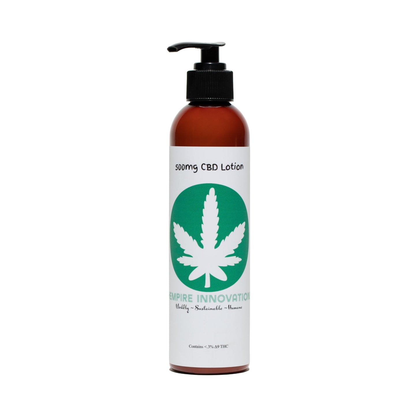 
                  
                    500mg CBD Infused Lotion in sleek packaging, labeled with key ingredients like CBD Distillate
                  
                