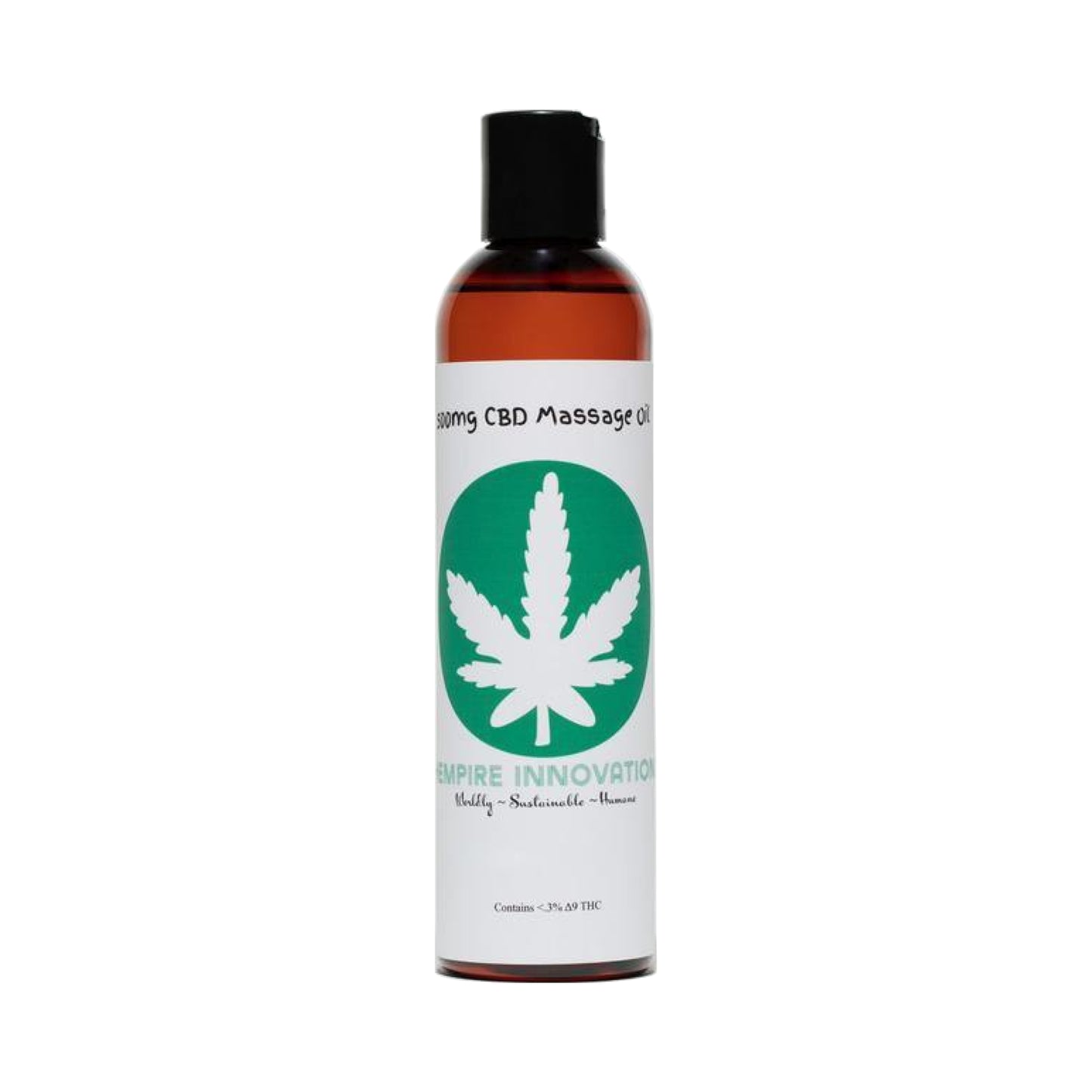 Bottle of 500mg CBD Massage Oil, designed for optimal absorption and near-instantaneous effects.